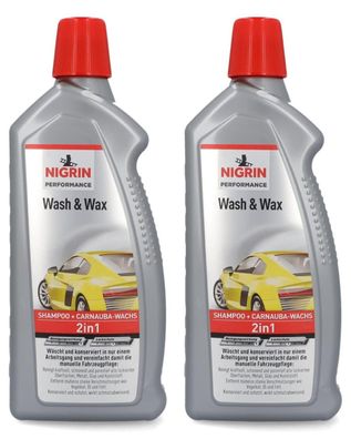 2x Nigrin Wasch & Wax AutoShampoo CarnaubaWachs + LackVersiegelung Pflege