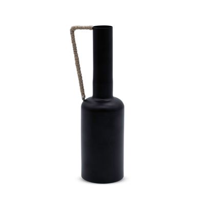 Metall Blumenvase schwarz m. Henkel - 32 cm - Tisch Deko Blumen Vase elegant
