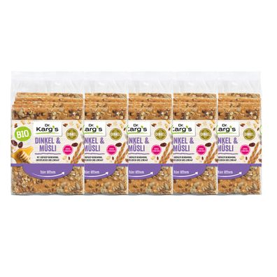 Dr. Kargs Bio Knäckebrot Dinkel Müsli mit Bienenhonig 200g 5er Pack