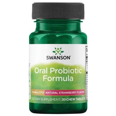 Swanson, Oral Probiotic Formula, natürliches Erdbeeraroma, 3 billion CFU, 30 Kauta...