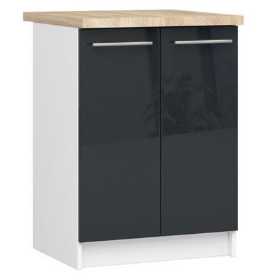 Küchenschrank AKORD OLIWIA modular S60 Weiß 60 cm Front Graphit Hochglanz 60x85x46 cm
