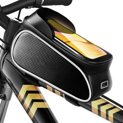 Wisam® Wasserdichte Fahrradtasche für Smartphones bis 6,5'' in Schwarz