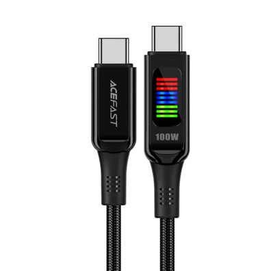 Acefast C7-03 USB-C USB-C 100 W 1,2 m Kabel mit Display – Schwarz