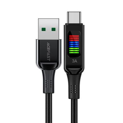 Acefast C7-04 Ladekabel USB-A USB-C 60 W 1,2 m Kabel mit Display – Schwarz