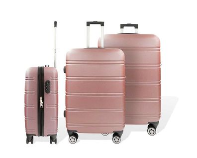 Hartschalenkofferset: 3-teiliges Kofferset aus robustem ABS-Material, Line Rose ...