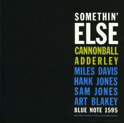 Cannonball Adderley (1928-1975): Somethin' Else (Rudy Van Gelder Remaster) - Blue ...
