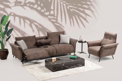 Luxus Komplett Set Viersitzer Sofa Couch Designer Sessel Modern Möbel