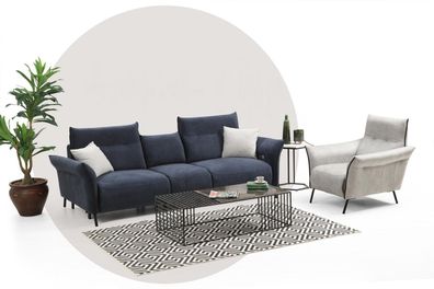 Sofagarnitur Luxus Dreisitzer Sofa Polster Sessel Wohnzimmer Couch Neu