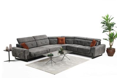 Grau Ecksofa Designer Wohnzimmer Sofa Couch U-Form Polster Luxus Möbel Modern