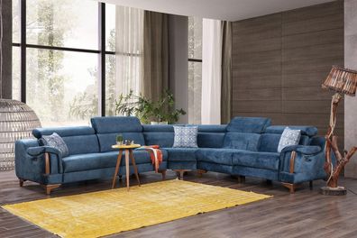 Sofa L-Form Modern Blau Ecksofa Couch Wohnzimmer Design Neu Möbel