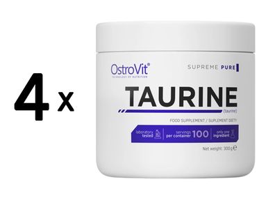 4 x OstroVit Supreme Pure Taurine Powder (300g) Unflavoured