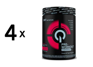 4 x QNT Pre-Workout Overdrive (30 Serv) Wild Cherry Lime