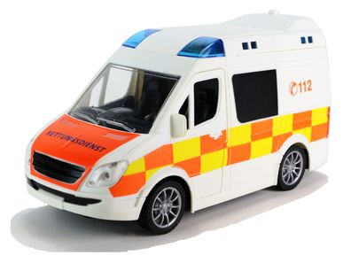 XL Krankenwagen Rettungswagen Notarzt Modellauto RTW mit Licht & Sound 22cm