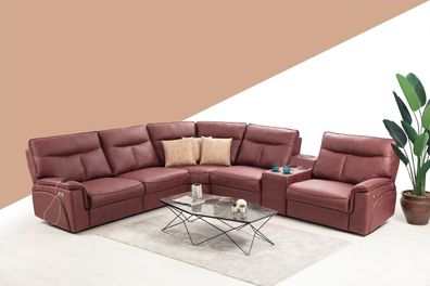 Ecksofa L-Form Design Wohnzimmer Luxus Sitzmöbel Modern Rot Polstermöbel