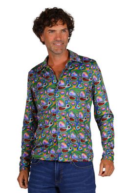 Kostüm 70er Jahre Hemd Psychedelic Retro Hippie buntes Hemd Karneval Fasching