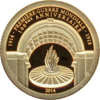 Gabun 1.000 Francs 2014 PP 100 Jahre 1. Weltkrieg Gold