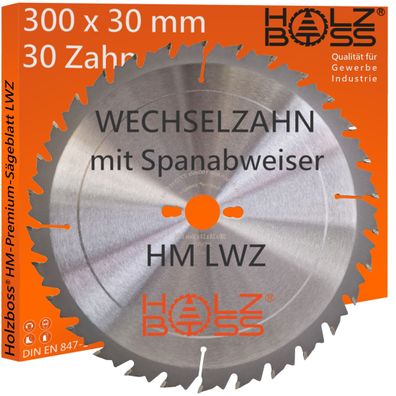 Holzboss® HM-Kreissägeblatt 30 x Zahn LWZ 300 x 30 mm Spanabweiser