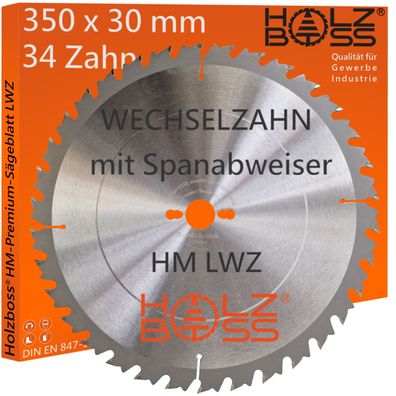 Holzboss ® HM-Sägeblatt 34 x Zahn LWZ 350 x 30 mmØ Kreissägeblatt Rückschlagarm