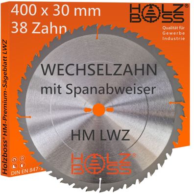 Holzboss ® HM-Kreissägeblatt 38 x Zahn LWZ 400 x 30 mmØ Spanabweiser Rückschlagarm