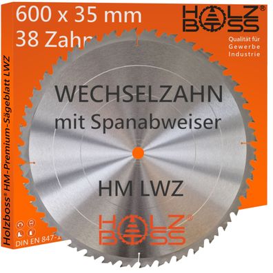 Holzboss ® HM-Kreissägeblatt 38 x Zahn LWZ 600 x 35 mmØ Spanabweiser