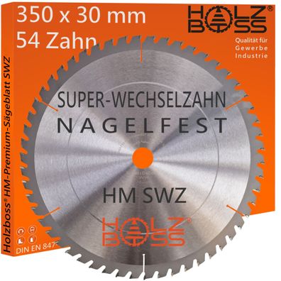 Holzboss ® HM-Kreissägeblatt 54 x Zahn SWZ 350 x 30 mmØ Nagelfest