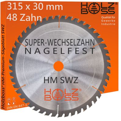 Holzboss ® HM-Kreissägeblatt 48 x Zahn SWZ 315 x 30 mmØ Nagelfest