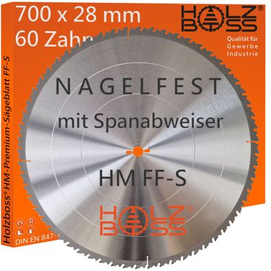 Holzboss ® HM-Kreissägeblatt 60 x Zahn FF-S 700x28 mmØ m. Spanabweiser