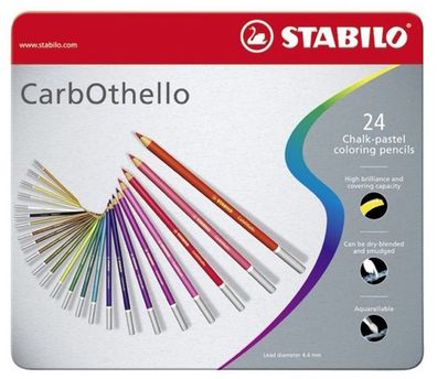 Stabilo Pastellkreidestift CarbOthello 24 Stück Kinder-Buntstifte Metall-Etui
