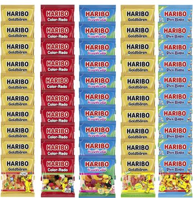 50 x HARIBO Topseller-Mix 50 Beutel der beliebtesten HARIBO Sorten - 1 € pro St.