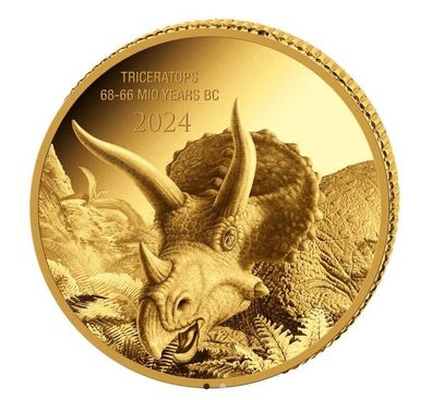 Goldmünze PP 0,5 Gramm 2024 - Prehistoric Life II - Triceratops