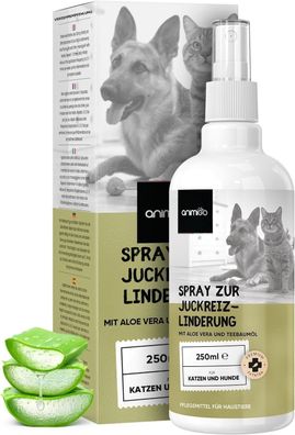 Animigo Anti Juckreiz Spray für Hunde & Katzen - 250ml Natürliches Aloe Vera Spray