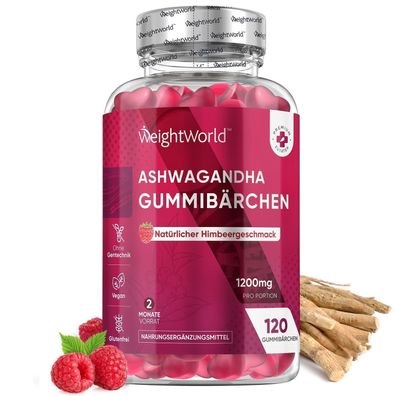 Ashwagandha 1200mg - 4 Monate Vorrat - 240 Gummibärchen - Ohne Gelatine, Vegan