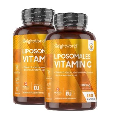 Liposomales Vitamin C - Täglich 1000mg Vitamin C - 360 vegane Kapseln mit Hagebutte