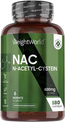 NAC N Acetyl Cystein - 180 Kapseln - Veganes Acetyl Glutathion Aminosäuren Präparat