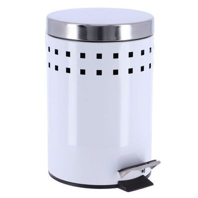 Mülleimer Abfalleimer 3L weiß silber 17x23x24,5 cm Stahl Metall Abfallbehälter Deko