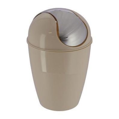 Mülleimer Abfalleimer 5,6L taupe silber 21,5x21,5x33cm Kunststoff Abfallbehälter Deko