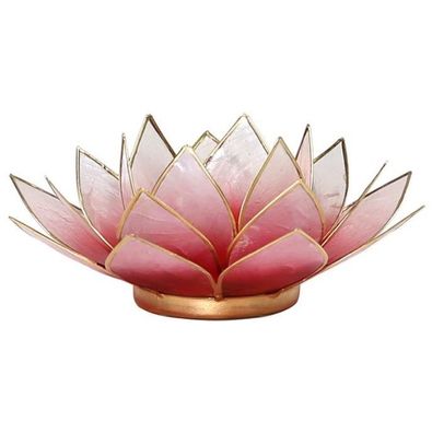 Lotus Teelichthalter rot/ rosa goldfarbig 13.5 cm