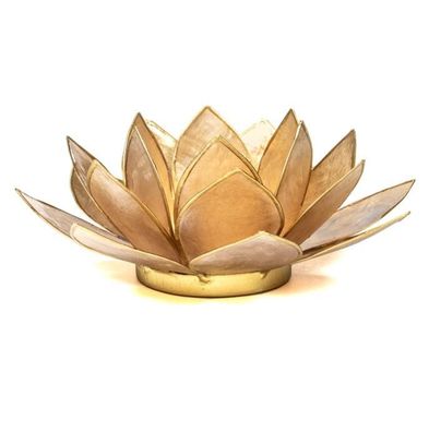 Lotus Teelichthalter beige goldfarbig 13.5 cm