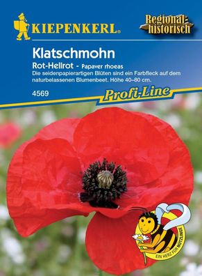 Klatschmohn Rot-Hellrot, seidenpapierartige Blüten, Wuchshöhe: 40-80 cm