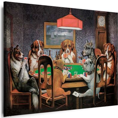 Wandbilder Hunde Poker Spielen Tiere Leinwandbilder Xxl Top!