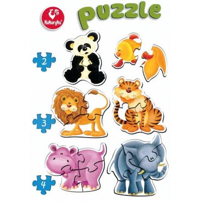 Kukuryku Baby-Puzzle Zootiere 6v1 (2-4 Teile)