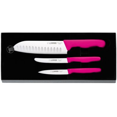 Giesser Küchenmesser-Set pink 3-tlg. Santoku Universal-, & Gemüsemesser 9852 pi