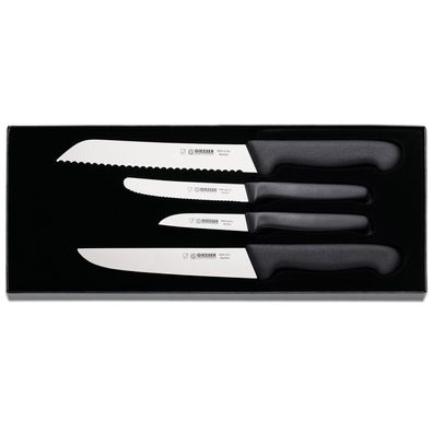 Giesser Messer Set 4-tlg schwarz Haushaltsmesser für Fleisch, Brot & Gemüse 9815