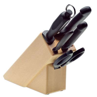 Giesser Messerblock 5-tlg. Küchenmesser mit Wetzstahl & Haushaltsschere 9891 b5