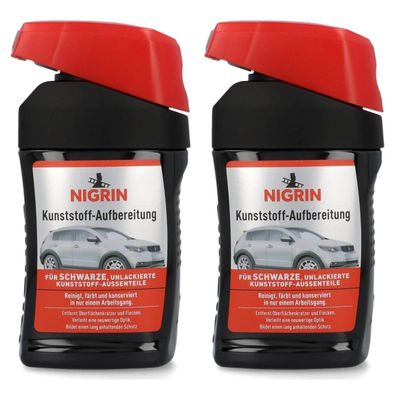 2x Nigrin KunststoffNeu Schwarz Lack FahrzeugAufbereitung KunststoffPflege