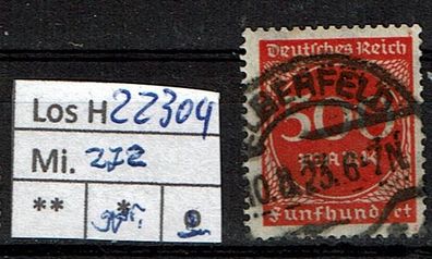 Los H22304: Deutsches Reich Mi. 272, gest., gepr. INFLA