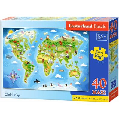 Castorland Puzzle Weltkarte MAXI 40 Teile