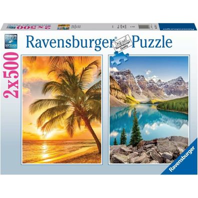 Puzzle Ravensburger Mountains & Beach 2 x 500 Stücke