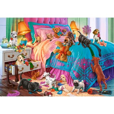 puzzle Naughty Puppies 68 x 47 cm 1000 Teile