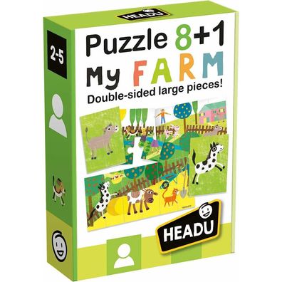 Headu Jigsaw Puzzle Doppelseitig 8in1 Bauernhof